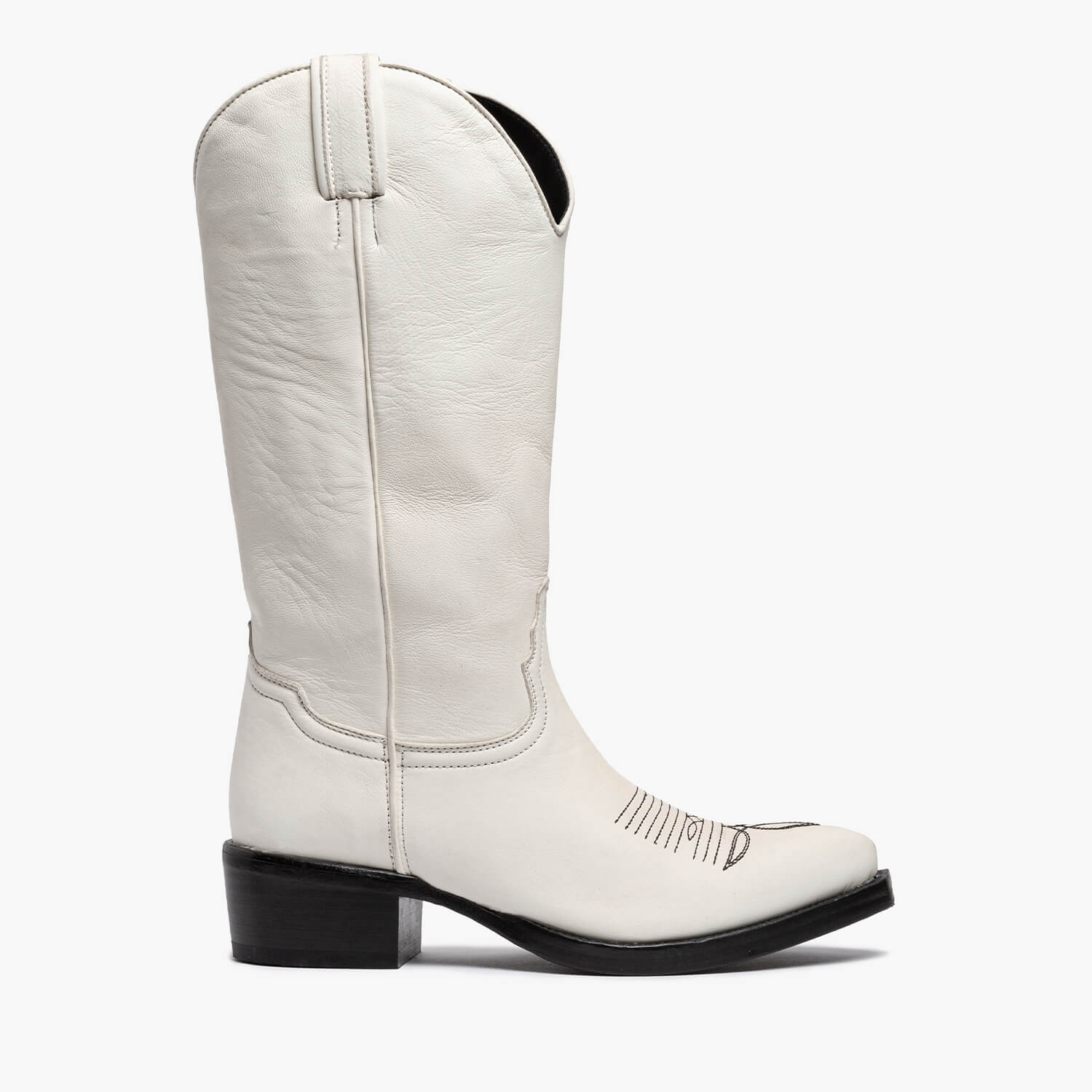 Agata | Calf leather off-white Texan boot