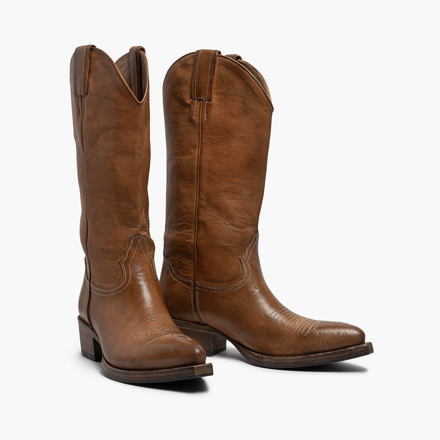 Agata | Calf leather light brown Texan boot