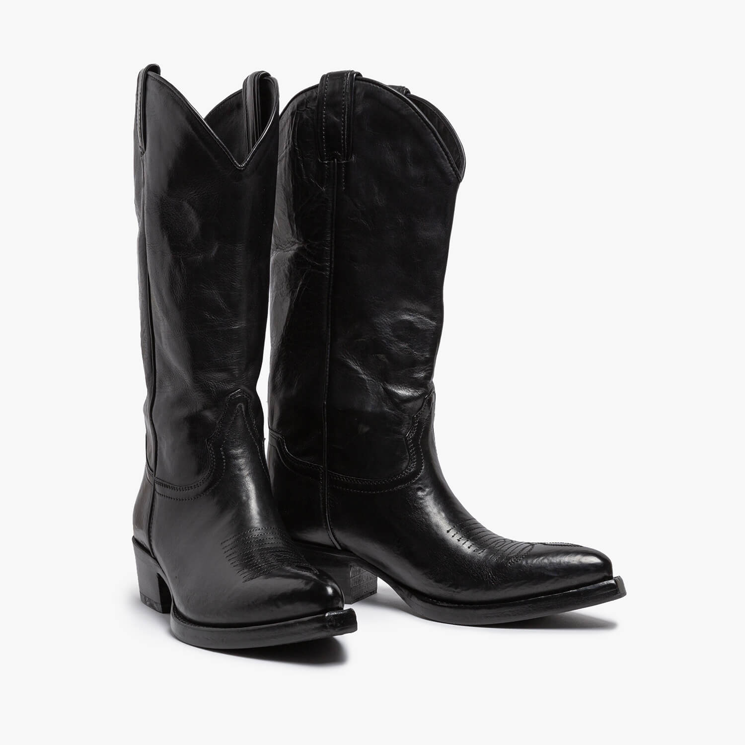 Agata | Calf leather black Texan boot