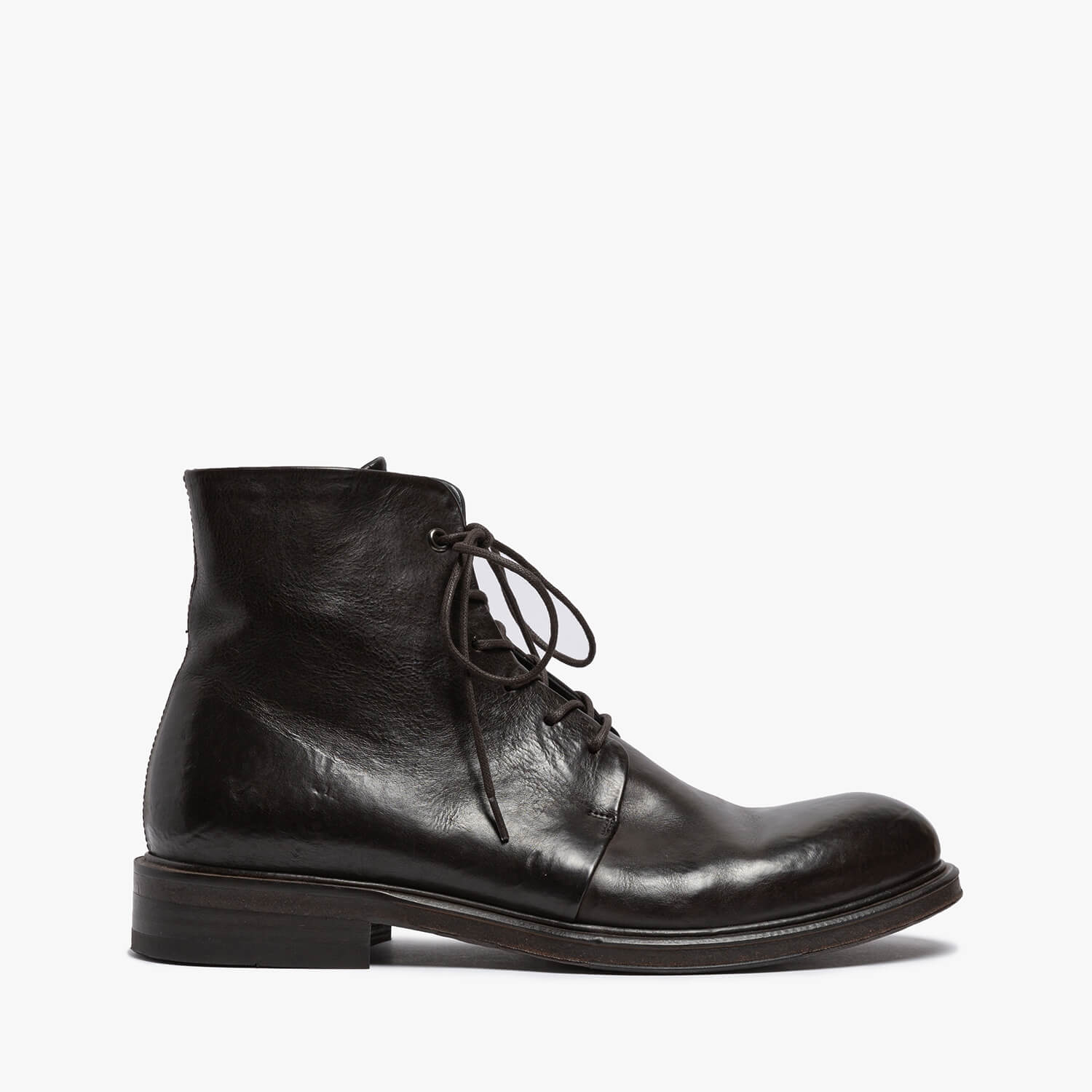 Anselmo | Calf leather dark brown lace-up ankle boot