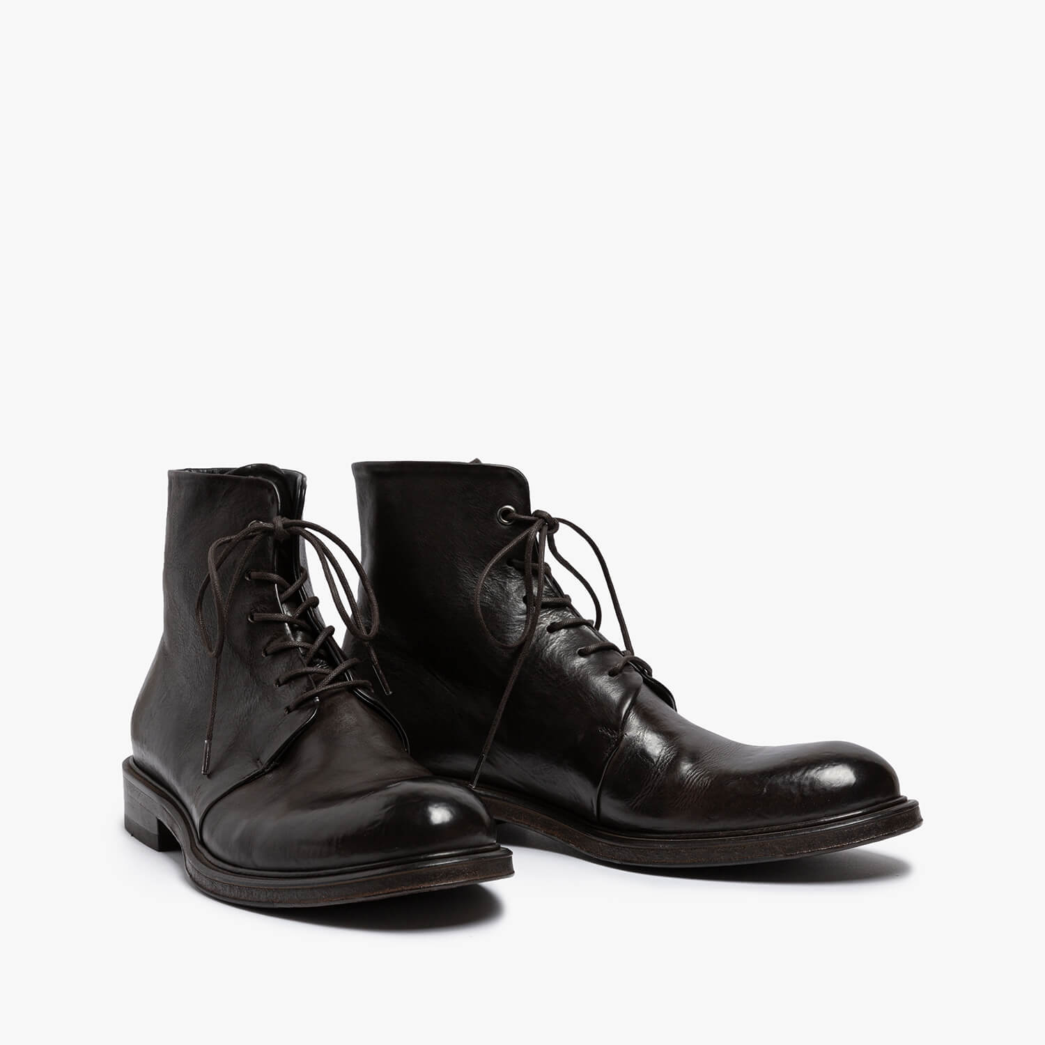 Anselmo | Calf leather dark brown lace-up ankle boot