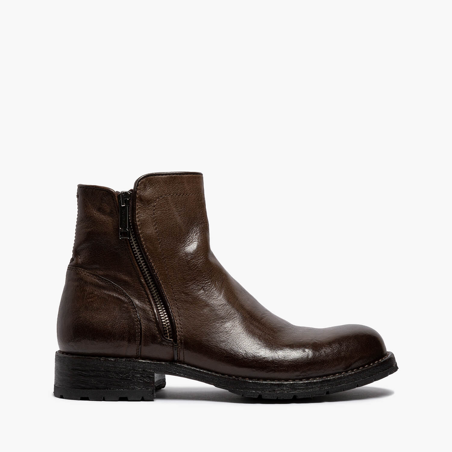 Antonio | Calf dark brown double zip ankle boot