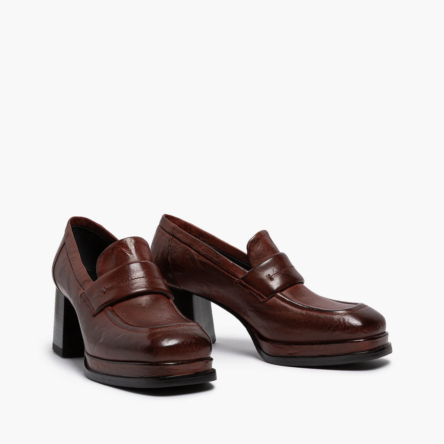Alessia | Calf leather purple high-heeled moccasin