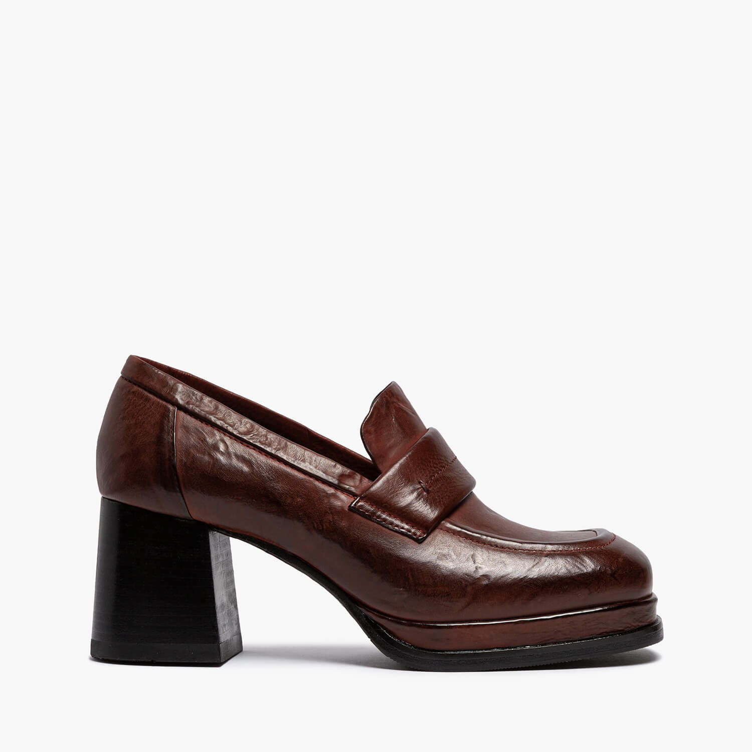 Alessia | Calf leather purple high-heeled moccasin