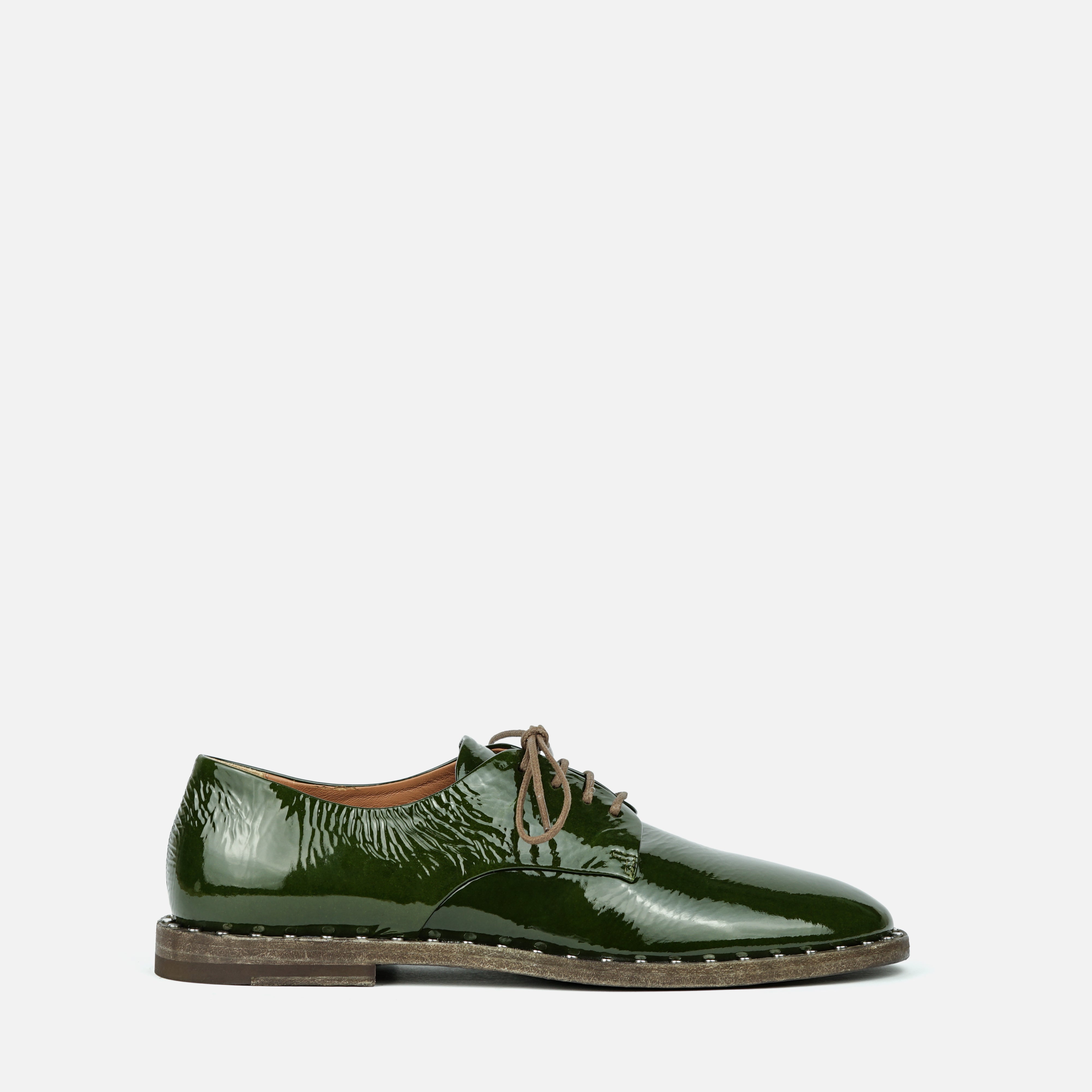 MILOS | Green Patent Leather Derby with Raw Edge Sole