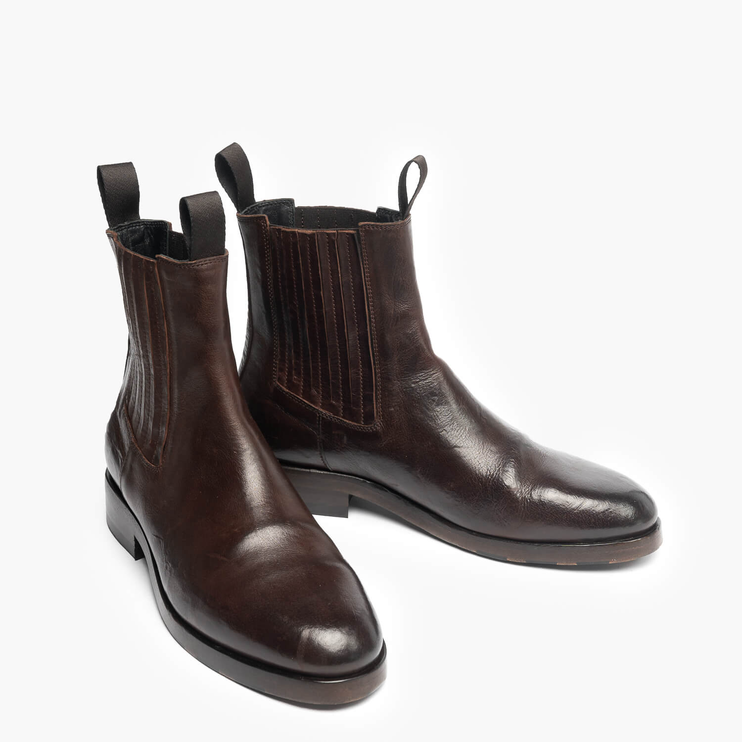 Maria | Women's Chelsea biker boots in dark brown leather,