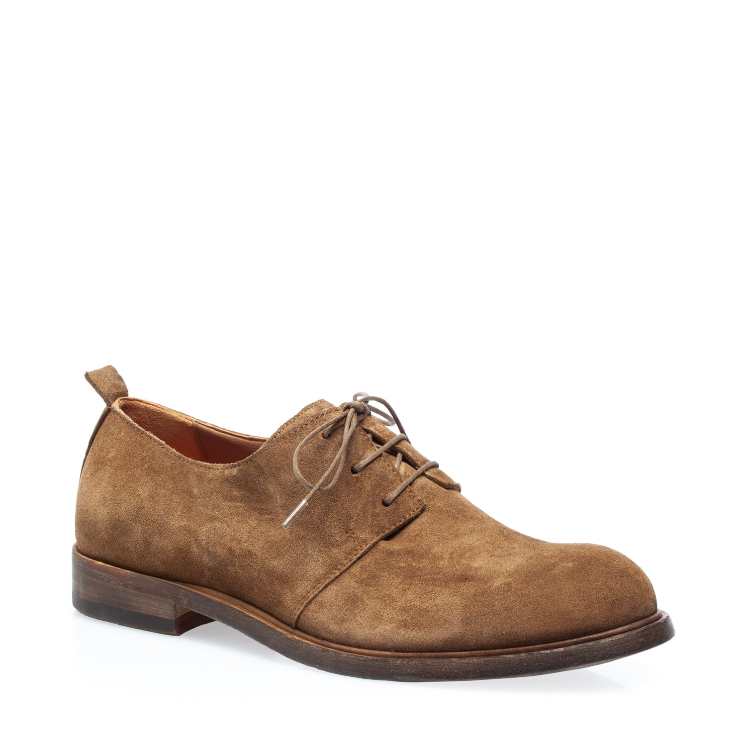 2544 Beer-colored suede lace-up shoe with sack lining.