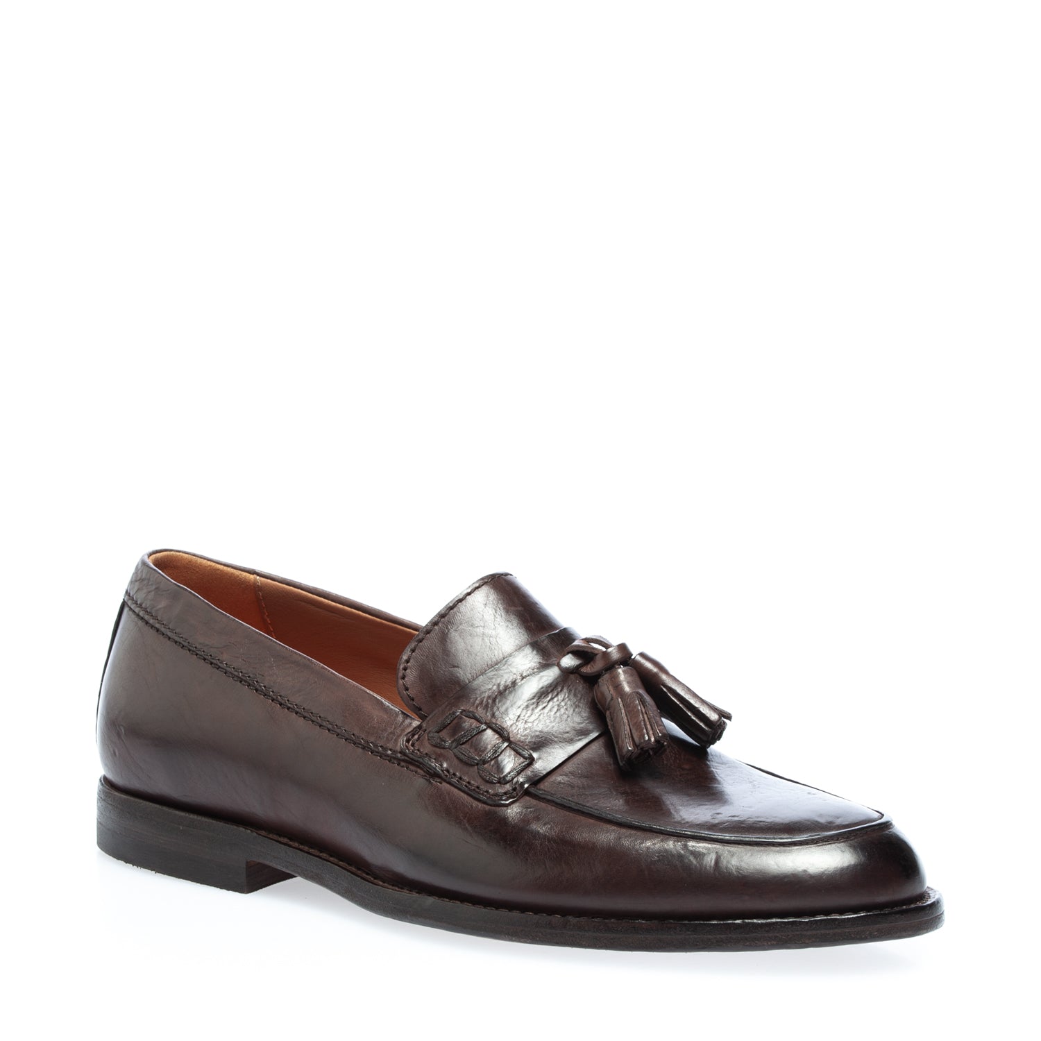 2654 mocassino con nappine vitello marrone 778 (colorato a mano)
