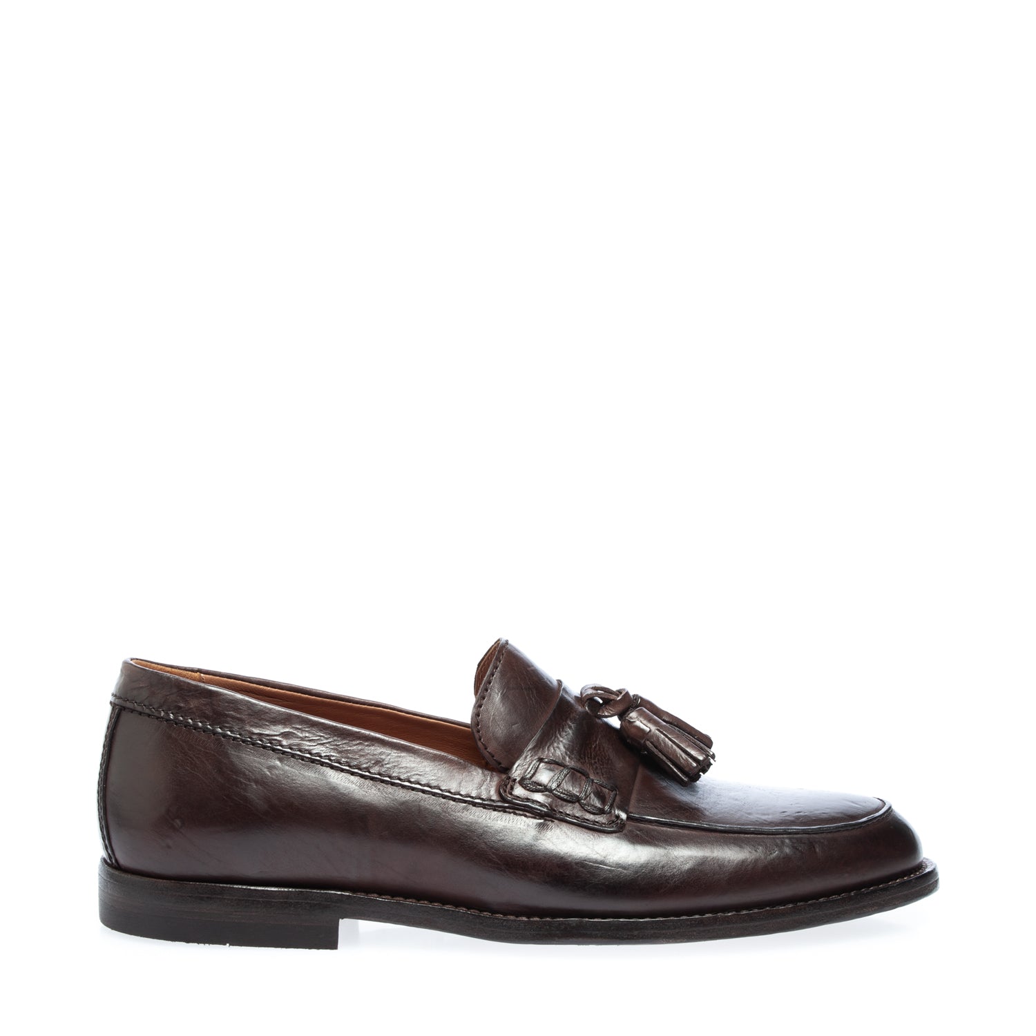 2654 mocassino con nappine vitello marrone scuro 778 (colorata a mano)