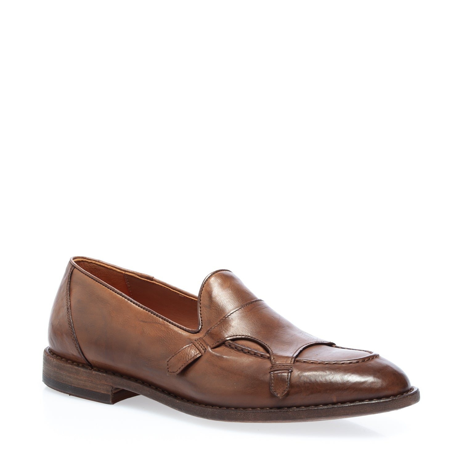 2726 mocassino con doppia chiusura vitello cuoio 768 (colorato a mano)