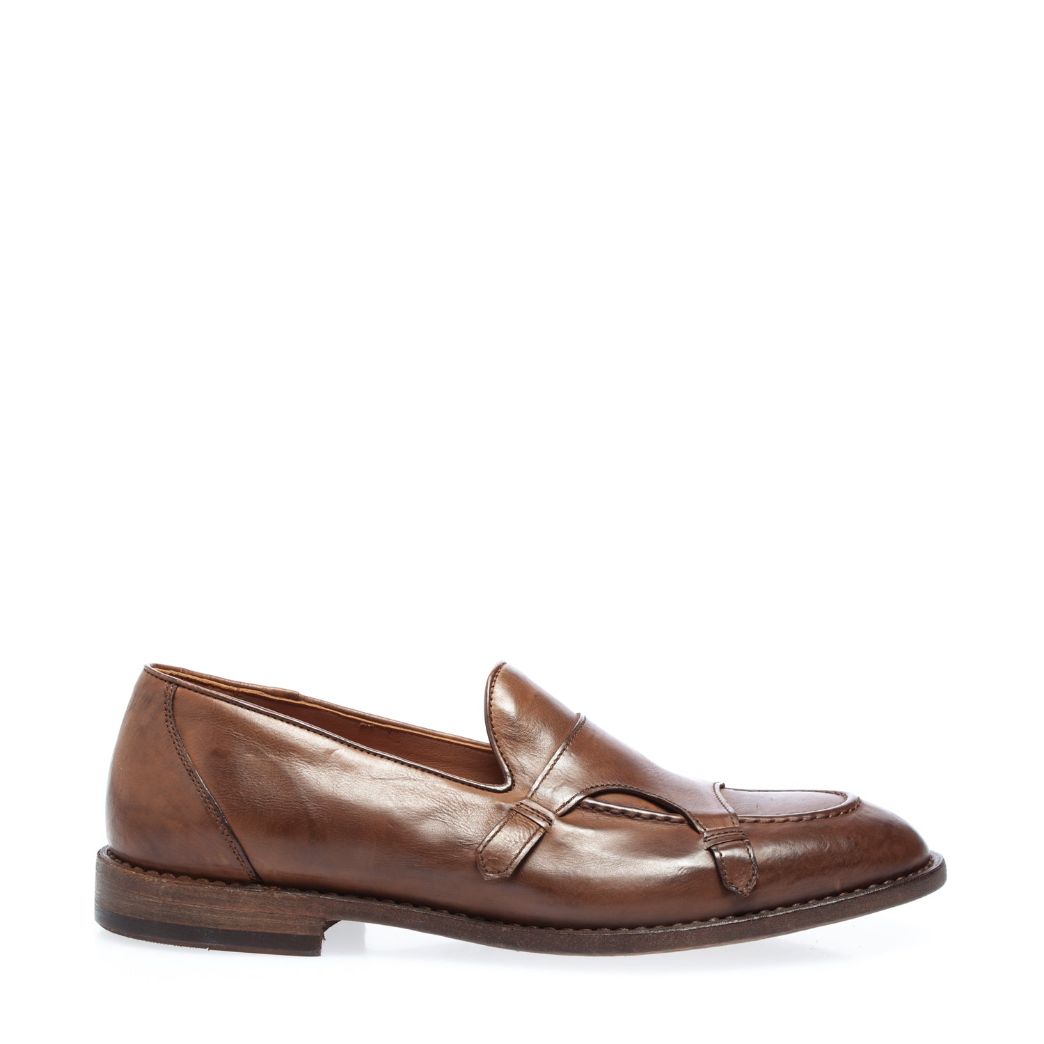 2726 mocassino con doppia chiusura vitello marrone 768 (colorata a mano)