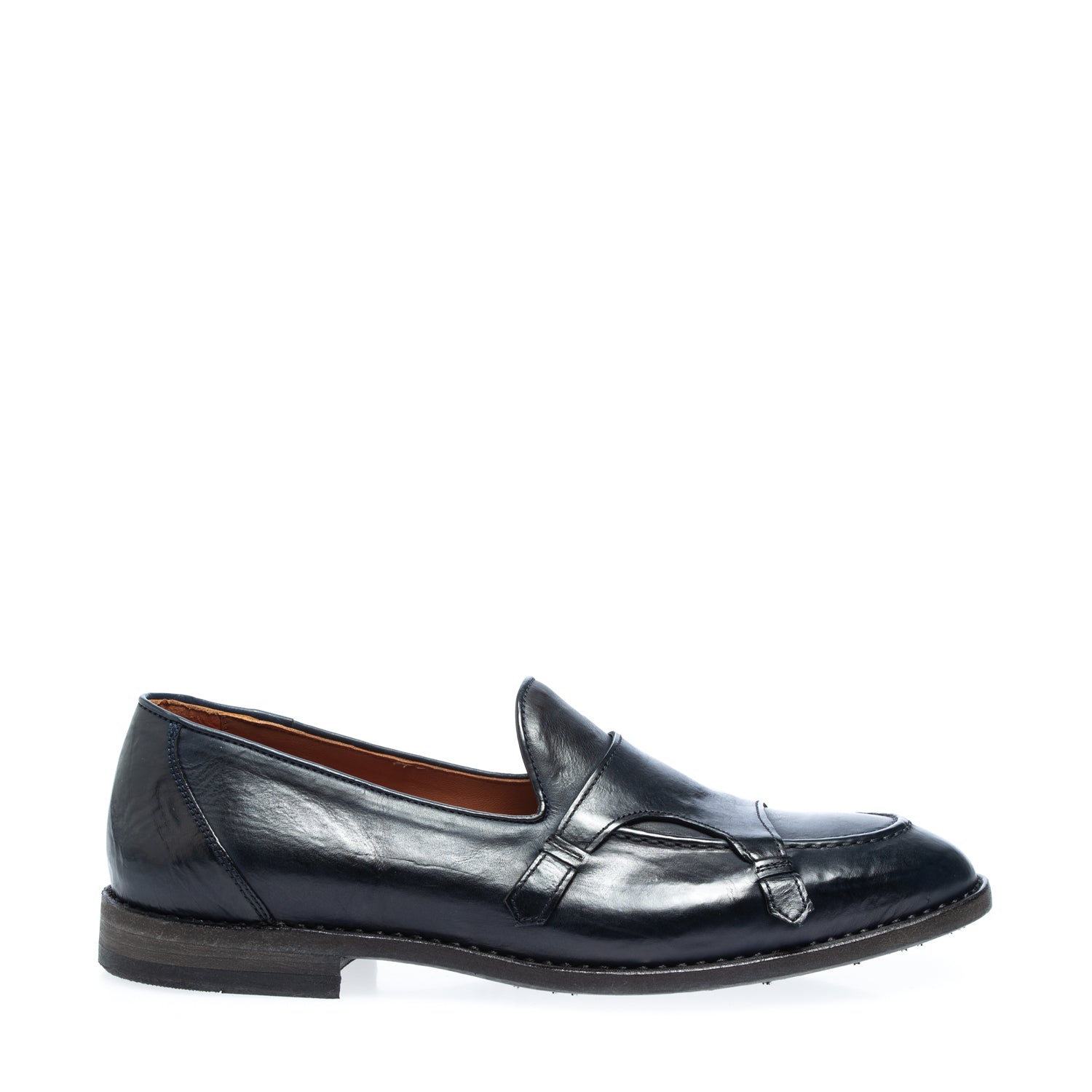 2726 mocassino con doppia chiusura vitello nero (colorata a mano)