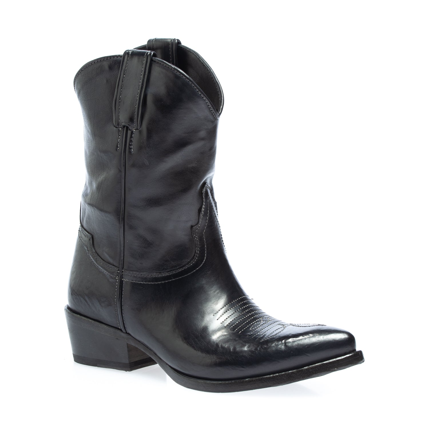3016 stivale texano vitello nero (colorato a mano)