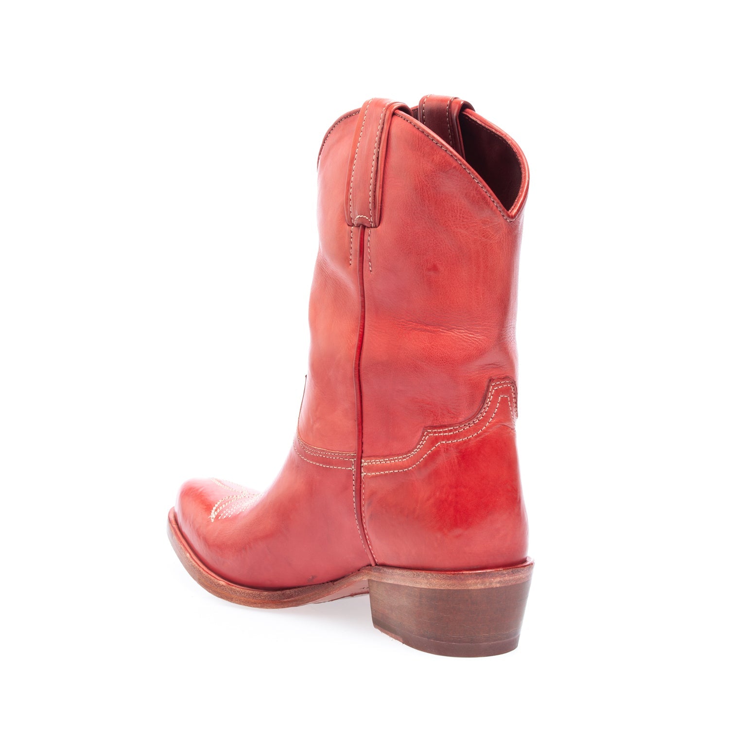 3016 stivale texano vitello rosso (colorato a mano)