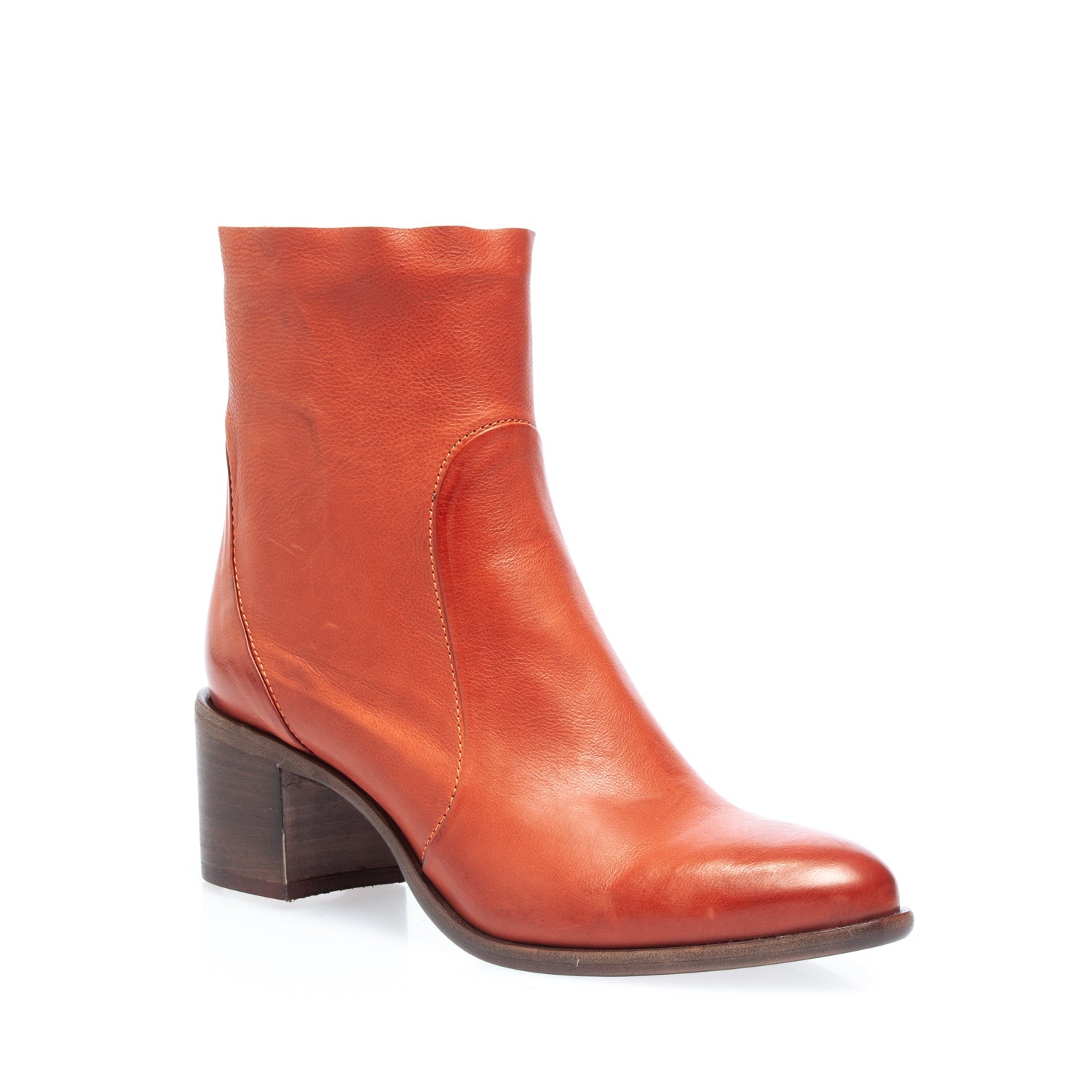 3207 stivaletto con zip in pelle guantino rosso mattone