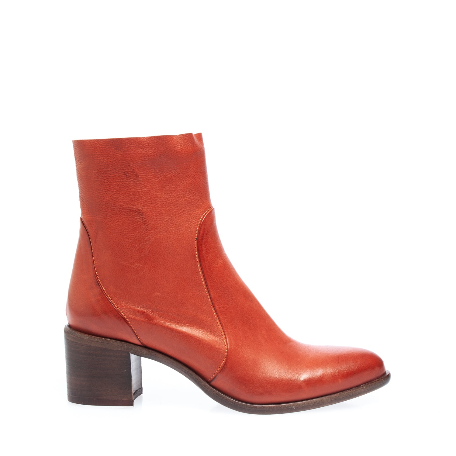 3207 stivaletto con zip vitello guantino rosso mattone
