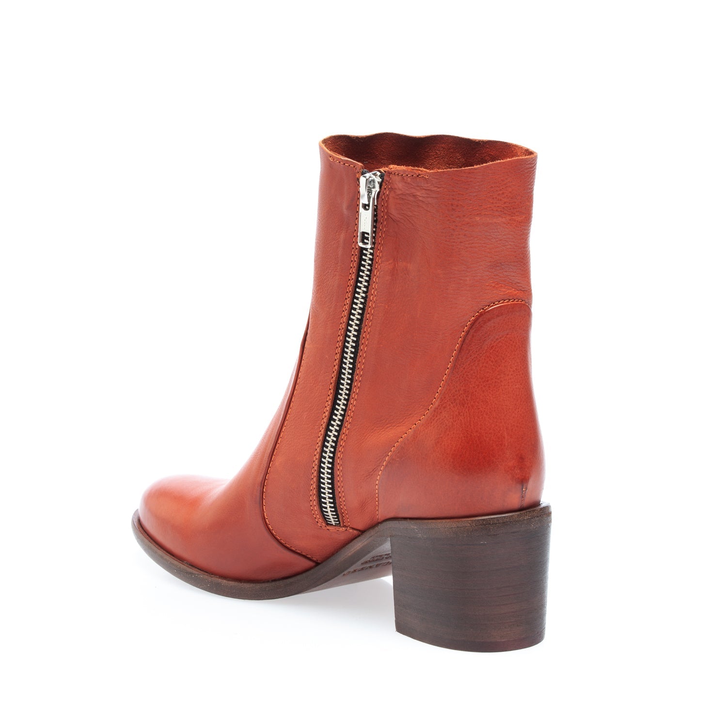 3207 stivaletto con zip in pelle guantino rosso mattone