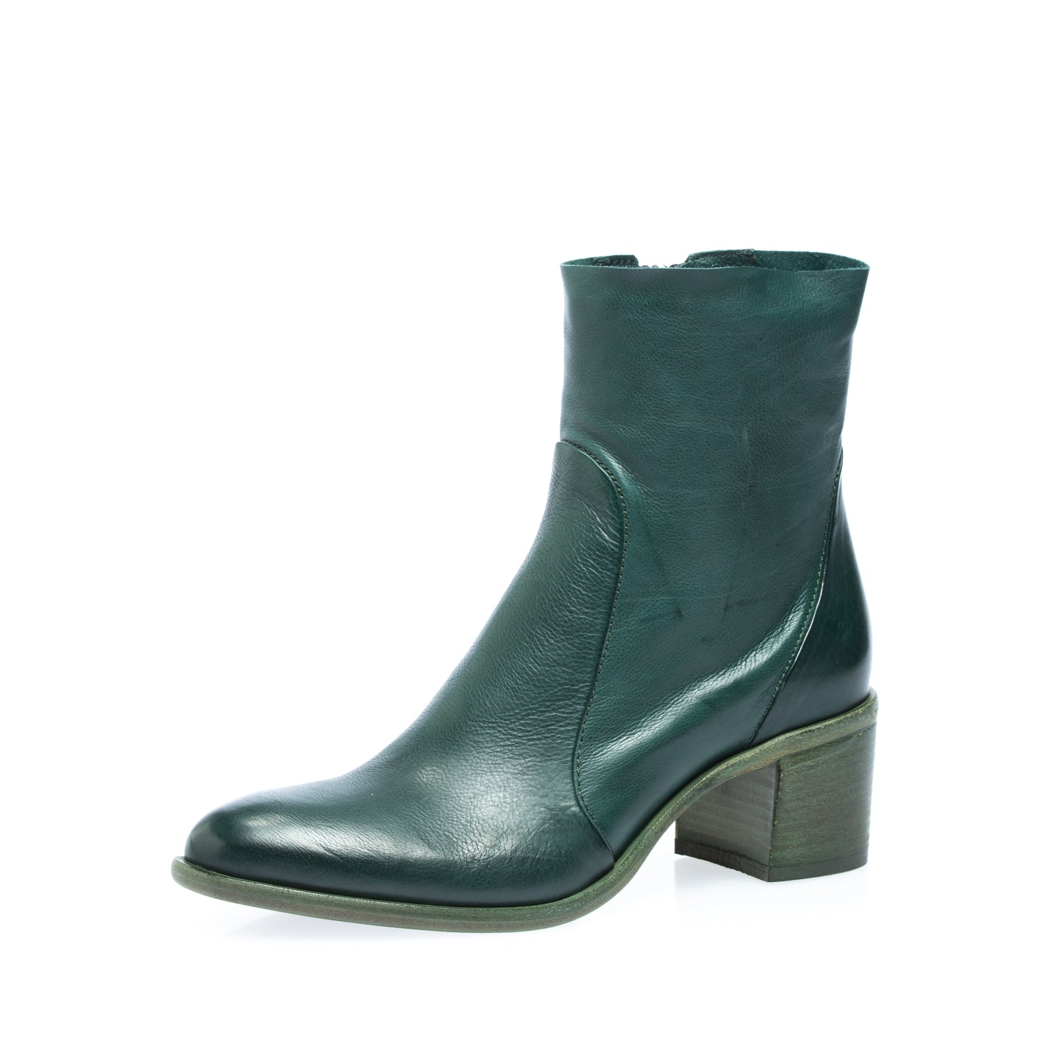 3207 stivaletto con zip in pelle guantino verde