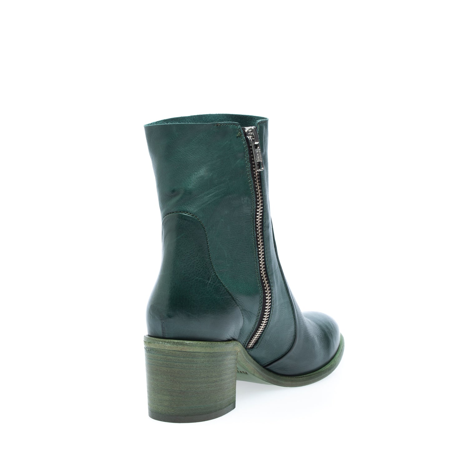 3207 stivaletto con zip in pelle guantino verde