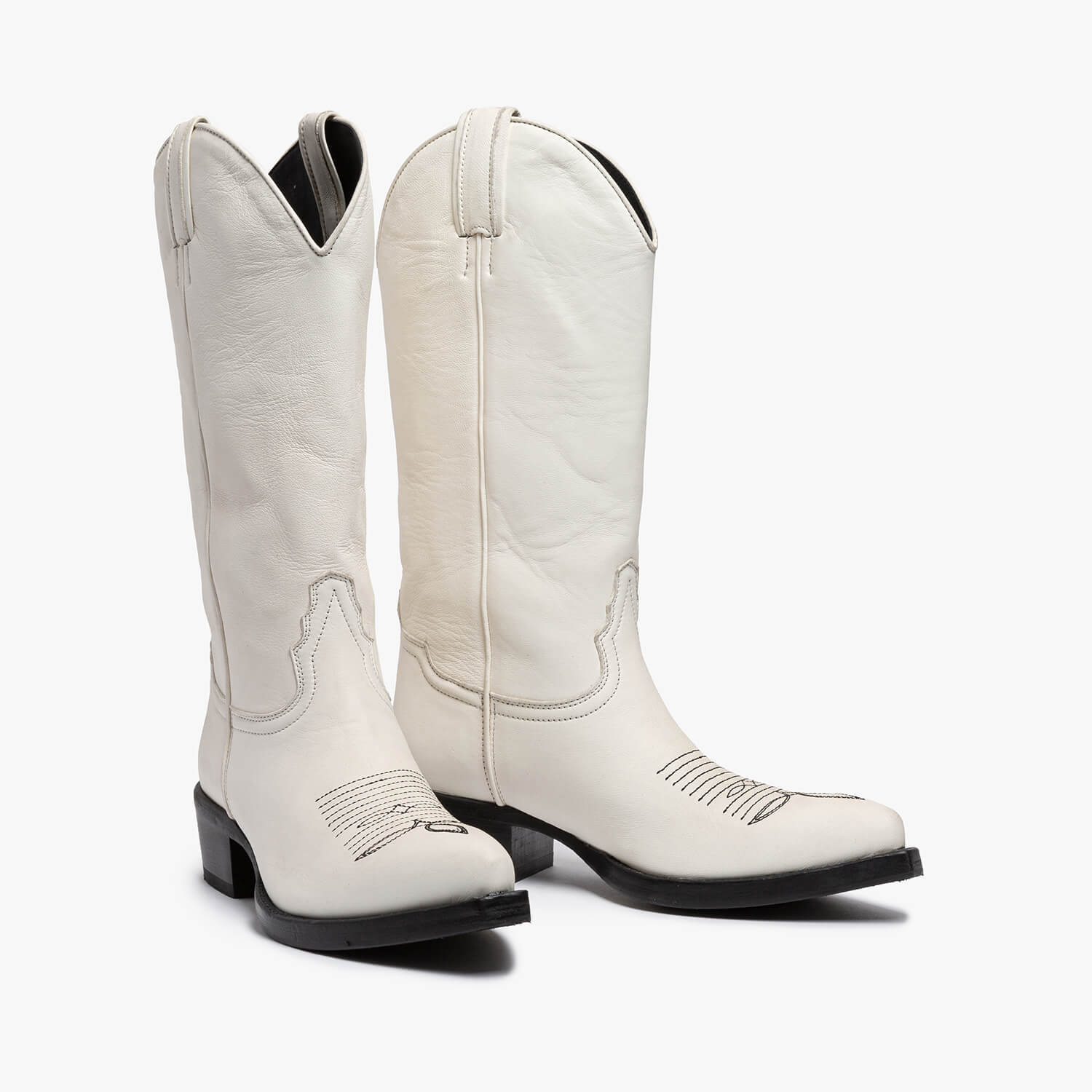 Agata | Calf leather off-white Texan boot