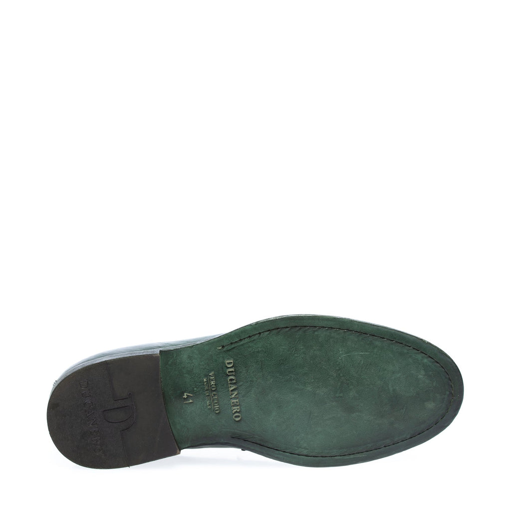 2653 mocassino doppia fibbia vitello verde bottiglia (colorato a mano)