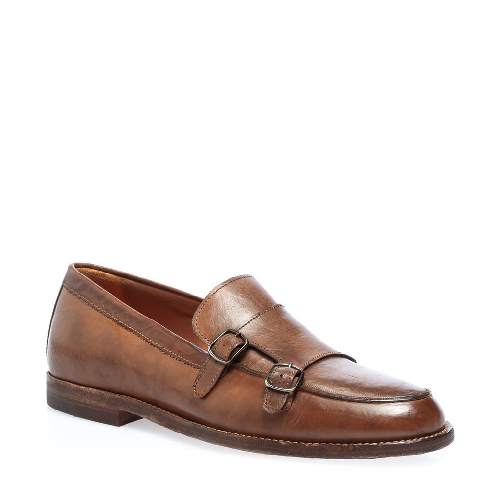 2653 mocassino doppia fibbia vitello cuoio 768 (colorato a mano)