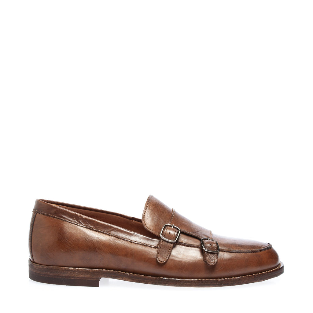 2653 mocassino doppia fibbia vitello marrone 768 (colorata a mano)