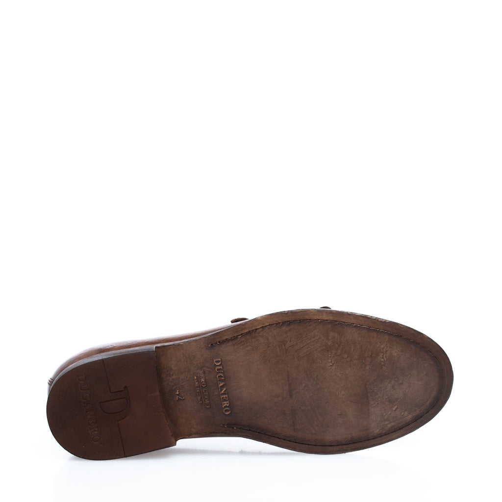 2653 mocassino doppia fibbia vitello marrone 778 (colorato a mano)