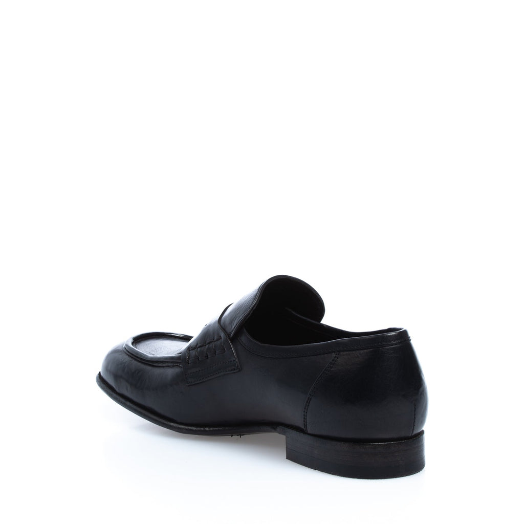 2706 mocassino punta quadrata vitello nero (colorato a mano)