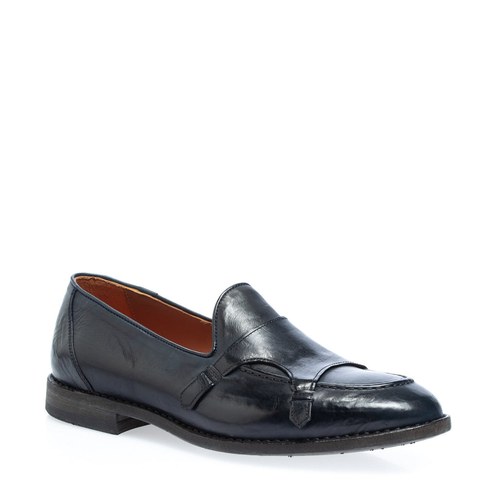 2726 mocassino con doppia chiusura vitello nero (colorato a mano)