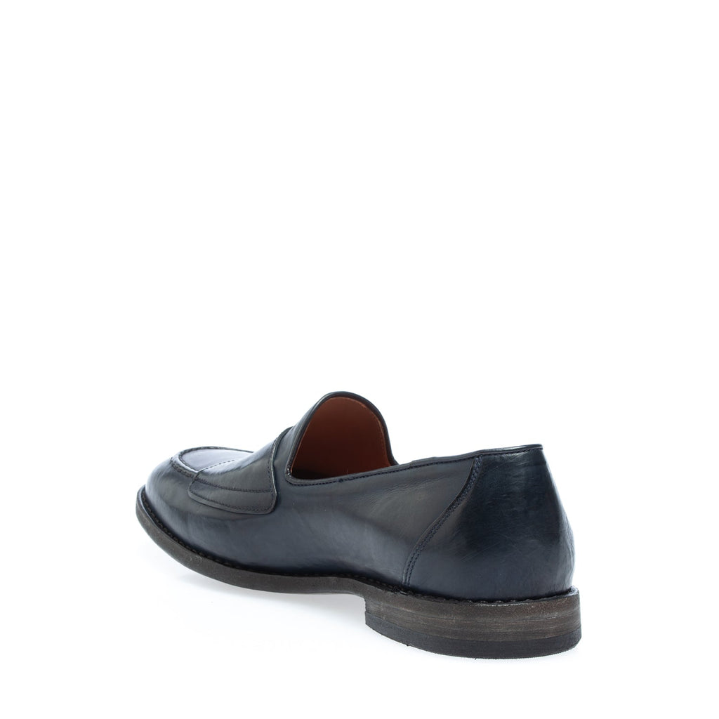 2726 mocassino con doppia chiusura vitello nero (colorato a mano)