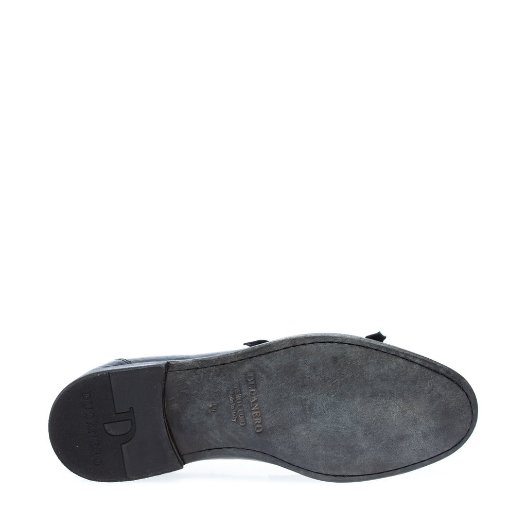 2726 mocassino con doppia chiusura vitello nero (colorato a mano)