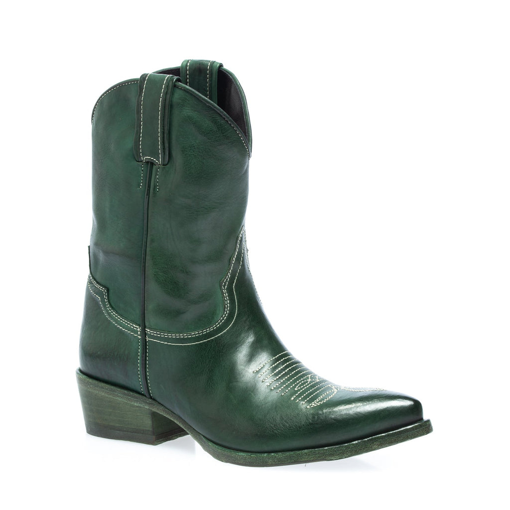 3016 stivale texano vitello verde bottiglia (colorato a mano)
